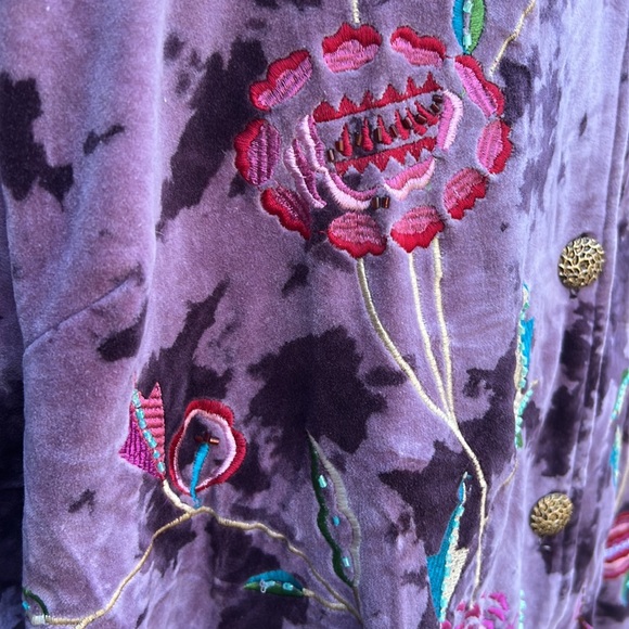 Indigo Moon NWOT embroidered beaded velvetine button up lined jacket size 2X - Picture 10 of 14